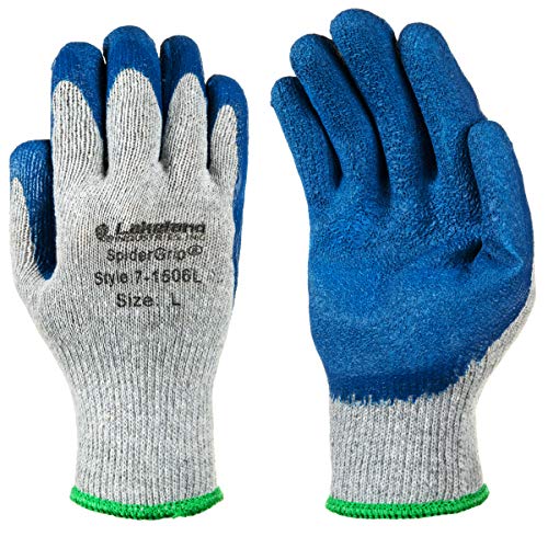 Product Cover Lakeland SpiderGrip 7-1506 Dipped Latex Coated Palm, Slip Resistant, Knit Work Glove, Grip, Large, Grey/Blue (12 Pair)