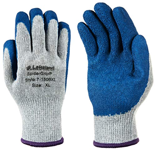 Product Cover Lakeland Industries, Inc 7-1506XL Lakeland 7-1506 SpiderGrip General Work Glove, X-Large, Grey/Blue (12 Pair)