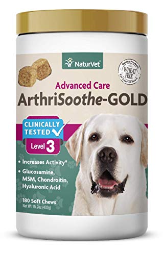 Product Cover NaturVet - ArthriSoothe-Gold - Level 3 Advanced Joint Care - Supports Connective Tissue, Cartilage Health & Joint Movement - Glucosamine, MSM, Chondroitin & Green Lipped Mussel - 180 Soft Chews