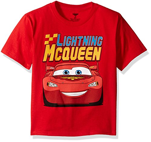 Product Cover Disney Little Boys' Toddler Cars Lightning Mcqueen Toddler T-Shirt, Red, 4T