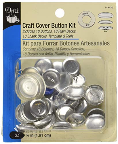 Product Cover Dritz 114-30 Craft Cover Button Kit with Tools, Size 30 - 3/4-Inch, 18-Sets