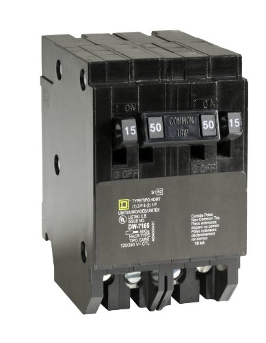 Product Cover Square D by Schneider Electric HOMT1515250CP Homeline 2-15-Amp Single-Pole 1-50-Amp Two-Pole Quad Circuit Breaker