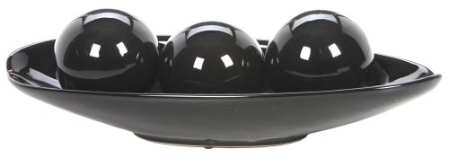 Product Cover Hosley Black Decorative Bowl and Orb Set. Ideal Gift for Weddings Special Occasions and for Decorative Centerpiece in Your Living Dining Room O3 (Black)