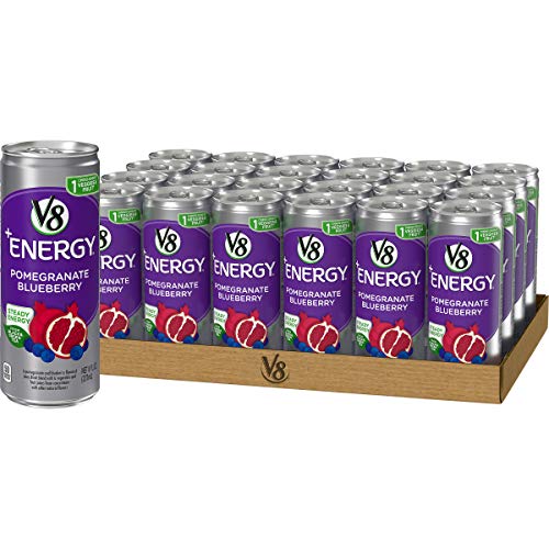 Product Cover V8 +Energy, Healthy Energy Drink, Natural Energy from Tea, Pomegranate Blueberry, 8 Fl Oz Can, 24 Count (Pack of 1)