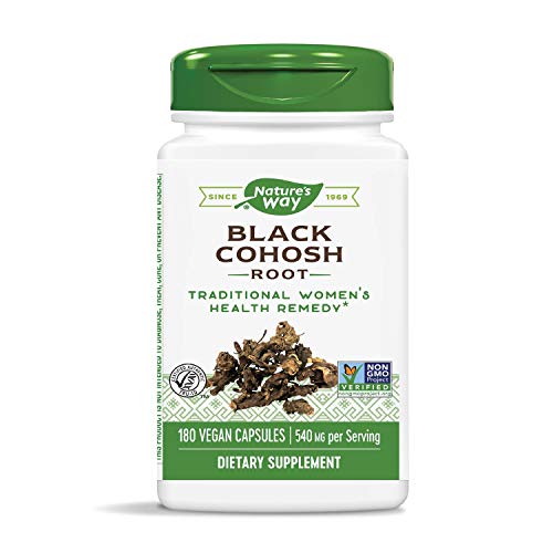 Product Cover Nature's Way Black Cohosh; 540 mg per serving; Non-GMO Project Verified; Gluten Free; Vegetarian; 180 Vegetarian Capsules