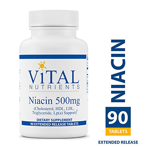 Product Cover Vital Nutrients - Niacin 500 mg Extended Release - Cholesterol, HDL, LDL, Triglyceride, LP(A) Support - 90 Extended Release Tablets per Bottle