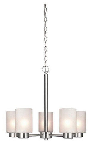 Product Cover Westinghouse Lighting 6227400 Sylvestre Five-Light Interior Chandelier, Brushed Nickel Finish with Frosted Seeded Glass, 5