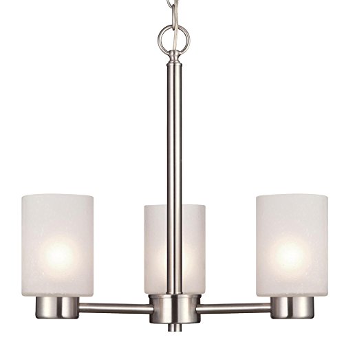 Product Cover Westinghouse Lighting 6227500 Sylvestre Three-Light Interior Chandelier, Brushed Nickel Finish with Frosted Seeded Glass, 18.25
