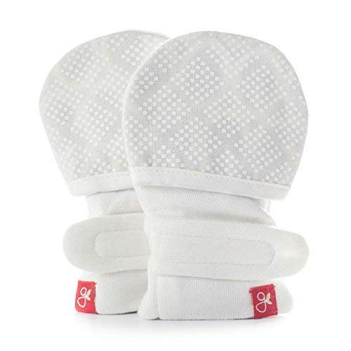 Product Cover goumimitts, Scratch Free Baby Mittens, Organic Soft Stay On Unisex Mittens, Stops Scratches and Prevents Germs - (Diamond Dots - Cream, 0-3 Months)