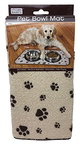 Product Cover Kitchen Basics 423001 Microfiber Pet Bowl Mat, 10 Inch x 20 Inch, Taupe Paws