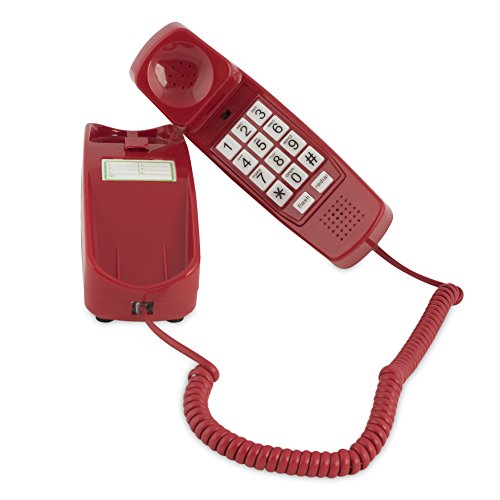 Product Cover Trimline Corded Phone - Phones for Seniors - Phone for Hearing impaired - Crimson Red - Retro Novelty Telephone - an Improved Version of The Princess Phones in 1965 - Style Big Button