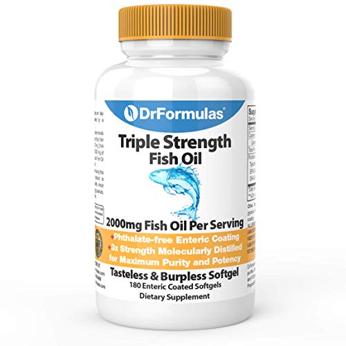 Product Cover DrFormulas 2000mg Triple Strength Omega 3 Fish Oil with EPA and DHA, 180 Burpless Softgels