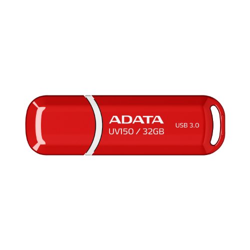 Product Cover ADATA UV150 32GB USB 3.0 Snap-on Cap Flash Drive, Red (AUV150-32G-RRD)