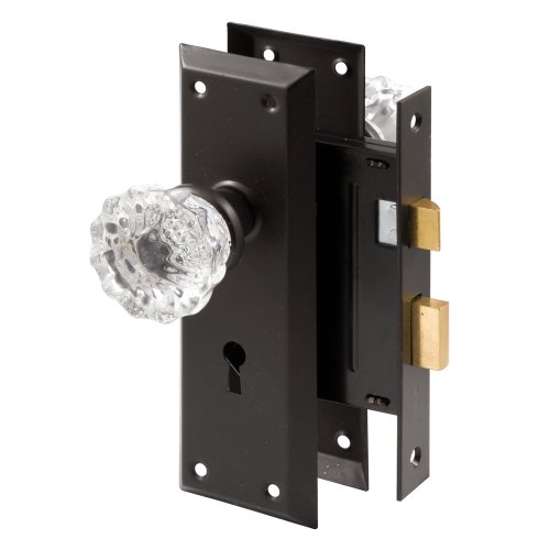 Product Cover Prime-Line E 2497 Mortise Keyed Lock Set with Glass Knob - Perfect for Replacing Antique Lock Sets and More, Fits Doors with 2-3/8
