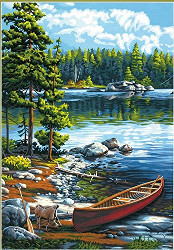 Product Cover Dimensions Canoe Lake Paint by Numbers Craft Kit, 14'' x 20', None