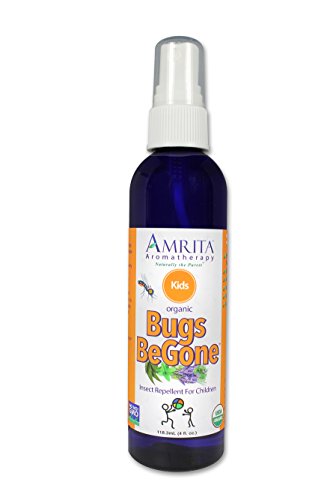 Product Cover AMRITA Aromatherapy Organic Bugs BeGone Insect Repellent for Kids, DEET-Free Natural Essential Oil Blend with Lemon Eucalyptus, Effectively Repels Mosquitoes, Fleas, Ticks, Chiggers & More, 4 oz