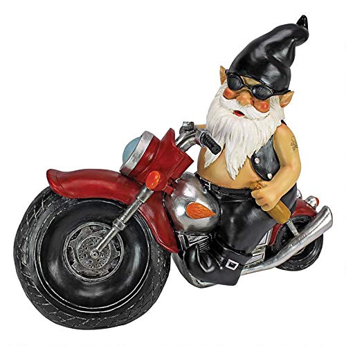 Product Cover Design Toscano Axle Grease the Biker Garden Gnome Motorcycle Statue, 13 Inch, Polyresin, Full Color