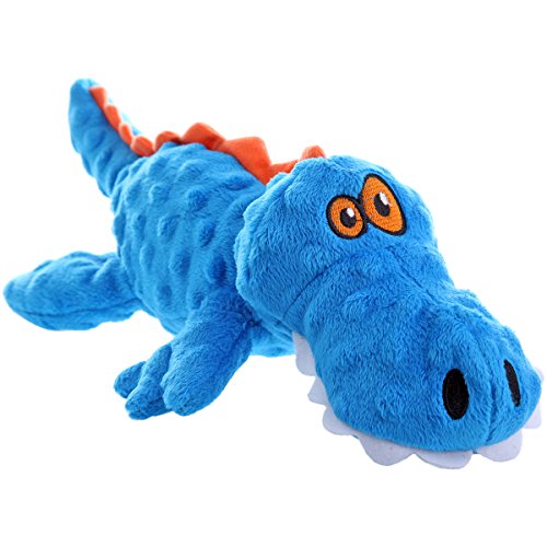 Product Cover goDog Gators With Chew Guard Technology Tough Plush Dog Toy, Blue, Large