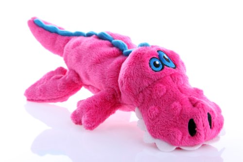 Product Cover goDog Gators With Chew Guard Technology Tough Plush Dog Toy, Pink, Small