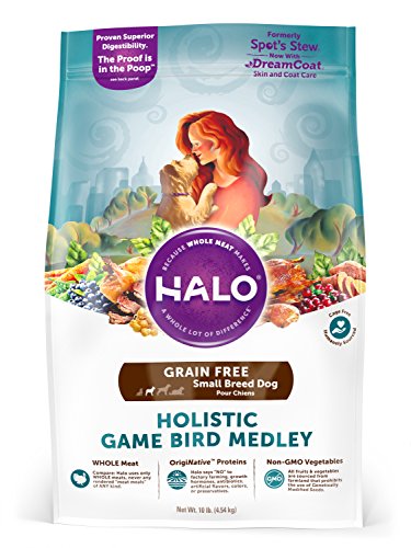 Product Cover Halo Grain Free Natural Dry Dog Food, Small Breed Game Bird Medley, 10-Pound Bag
