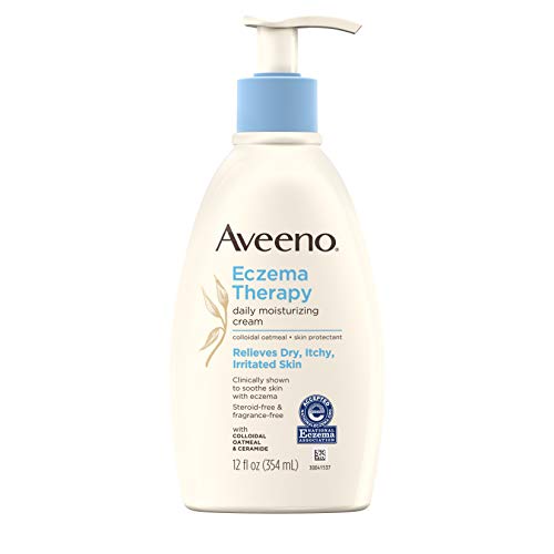 Product Cover Aveeno Eczema Therapy Daily Moisturizing Cream for Sensitive Skin, Soothing Lotion with Colloidal Oatmeal for Dry, Itchy, and Irritated Skin, Steroid-Free and Fragrance-Free, 12 fl. oz