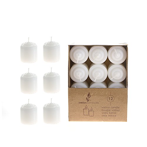 Product Cover Mega Candles - Unscented 8 Hours Votive Candles - White, Set of 12