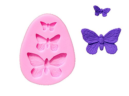 Product Cover Longzang F319 Butterfly Fondant Silicone Sugar Mold for Cake Decorating, Mini, Pink