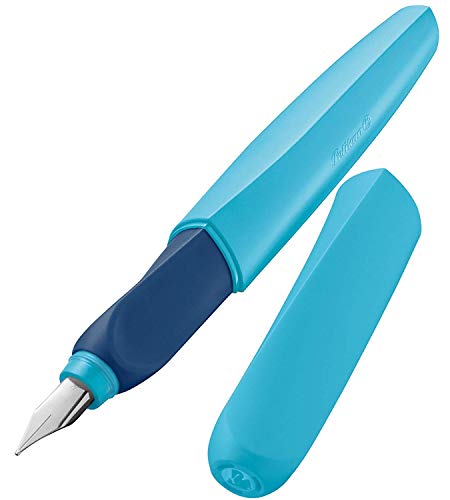 Product Cover Pelikan Twist Fountain Pen, Medium Nib, Dark Blue/Light Blue Pen with 2 Ink Cartridges (923441)