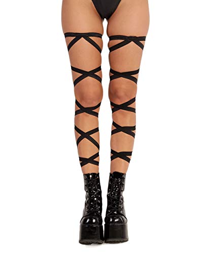 Product Cover iHeartRaves Pair of Non-Slip Garter Rave Leg Wraps for Music Festivals, Dancing, Costumes, Club Wear (Black)