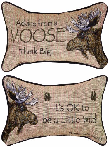 Product Cover Manual The Lodge Collection Reversible Throw Pillow, 12.5 X 8.5-Inch, Advice from a Moose X Your True Nature
