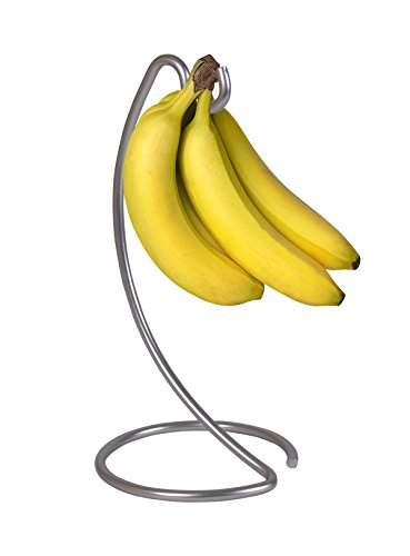 Product Cover Home Basics Simplicity Collection Rust-Proof Chrome Plated Steel Banana Tree, Sturdy Metal Hook, Circular Base, Satin Nickel