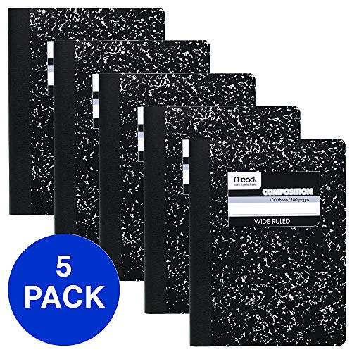 Product Cover Mead Composition Books, Notebooks, Wide Ruled Paper, 100 Sheets, Comp Book, 5 Pack (72368)