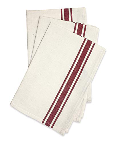 Product Cover Aunt Martha's 3-Pack Retro Maroon Striped Dish Towels, 18 by 28-Inch