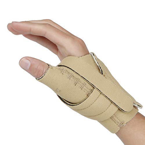 Product Cover Comfort Cool Thumb CMC Restriction Splint. Beige Patented Thumb Brace Provides Support and Compression. Indications - Arthritis, Tendinitis, Dislocations, Sprains, Repetitive Use. Right Medium Plus.