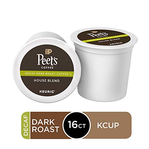 Product Cover Peet's Coffee Decaf House Blend, Dark Roast, 16 Count Single Serve K-Cup Decaffeinated Coffee Pods for Keurig Coffee Maker