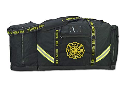 Product Cover Lightning X Fireman Premium 3XL Firefighter Rescue Step-In Turnout Fire Gear Bag w/Shoulder Strap & Helmet Pocket (Black)