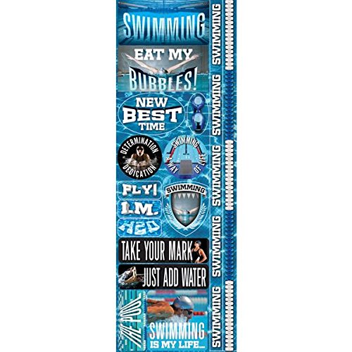 Product Cover Reminisce Real Sport Die-Cut Cardstock Combo Stickers, 4.25 by 13-Inch, Swimming