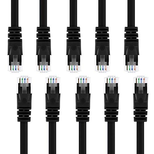 Product Cover GearIT 10 Pack, Cat 6 Ethernet Cable Cat6 Snagless Patch 10 Feet - Computer LAN Network Cord, Black - Compatible with 10 Port Switch POE 10port Gigabit