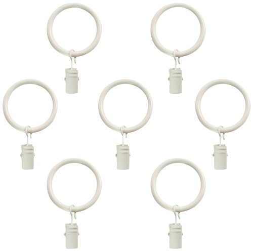 Product Cover Montevilla 7-Pack Window Treatment Clip Rings for 5/8-Inch Drapery Rods, Distressed White