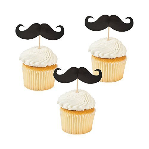 Product Cover Fun Express Mustache Food and Cupcake Party Picks - 25 Pieces