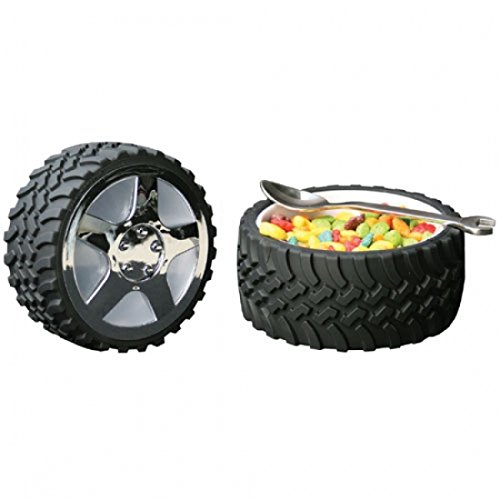 Product Cover Tire Snack Bowl With Hubcap Lid - Nascar Fan Motorhead Car Enthusiast Wheel by Wrenchware