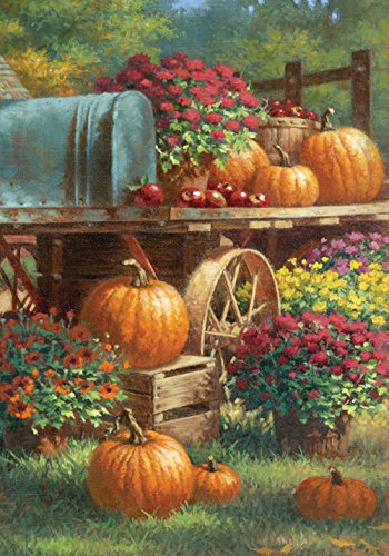 Product Cover Toland Home Garden Farm Pumpkin 28 x 40 Inch Decorative Rustic Fall Autumn Harvest Flower House Flag - 109419