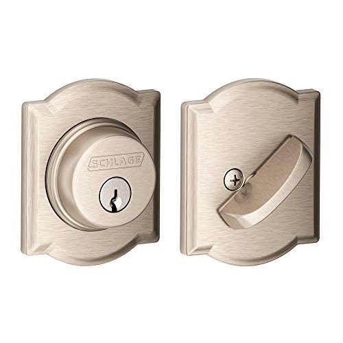 Product Cover Schlage Lock Company Single Cylinder Deadbolt with Camelot Trim, Satin Nickel (B60 N CAM 619)