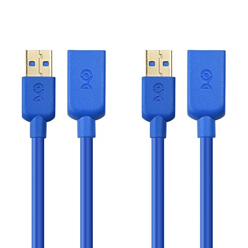 Product Cover Cable Matters 2-Pack USB to USB Extension Cable (USB 3.0 Extension Cable) in Blue 3 Feet for Oculus Rift, HTC Vive, PlayStation VR Headset and More