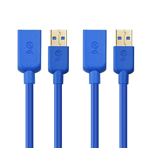 Product Cover Cable Matters 2-Pack USB to USB Extension Cable (USB 3.0 Extension Cable) in Blue 6 Feet for Oculus Rift, HTC Vive, Playstation VR Headset and More