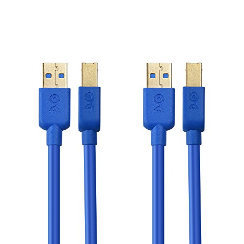 Product Cover Cable Matters 2-Pack USB 3.0 Cable (USB 3 Cable, USB 3.0 A to B Cable) in Blue 6 Feet