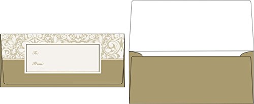 Product Cover Currency Envelopes (2 7/8 x 6 1/2) - Gold Damask (50 Qty.) | Perfect The Holidays, Birthdays, Graduations, Company Bonuses, Gifts, Money and More! | CUR-98-50