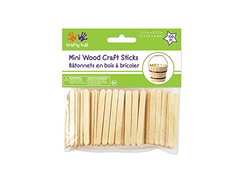 Product Cover Krafty Kids CW496 Craftwood Mini Craft Sticks, 2 .13in by 0.25in, Natural, 150-Piece