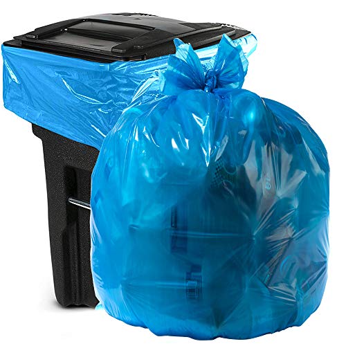 Product Cover Aluf Plastics 55-60 Gallon Blue Trash Bags for Rubbermaid Brute - Pack of 100 - Garbage or Recycling Bags 58