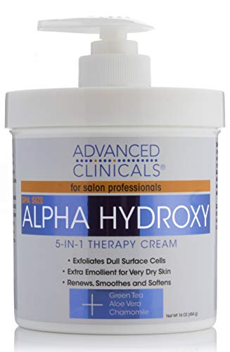 Product Cover Advanced Clinicals Alpha Hydroxy Acid Cream for face and body. 16oz anti-aging cream with Alpha Hydroxy Acid for wrinkles, fine lines, dry skin. (16oz)